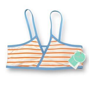 Copper Key Girls Breton Stripe Bralette Size 16 Blue White Orange